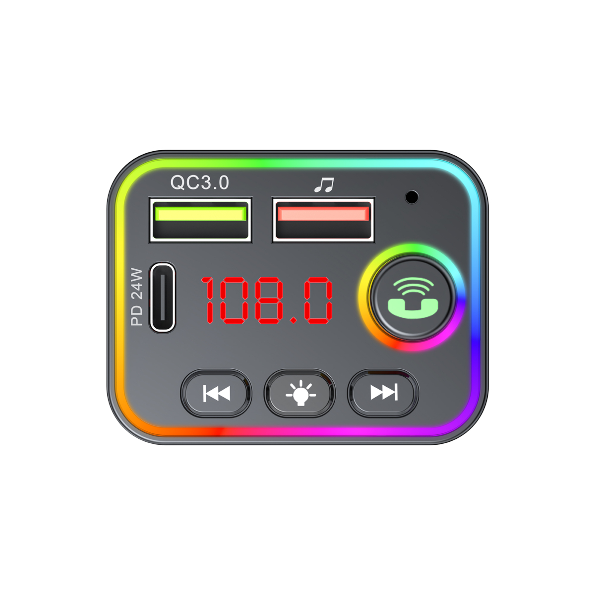 FM модулятор HAVIT HV-FM819BT USB-A+USB-C PD24W RGB Black FM модулятор HAVIT HV-FM819BT USB-A+USB-C PD24W RGB Black