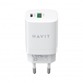 Зарядний пристрій HAVIT HV-UC30 GaN 30W USB+USB-C White