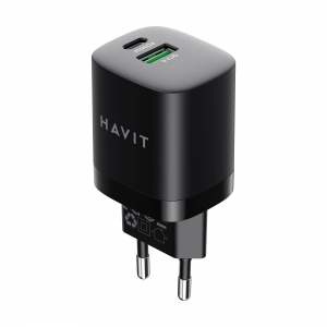 Зарядний пристрій HAVIT HV-UC30 GaN 30W USB+USB-C Black
