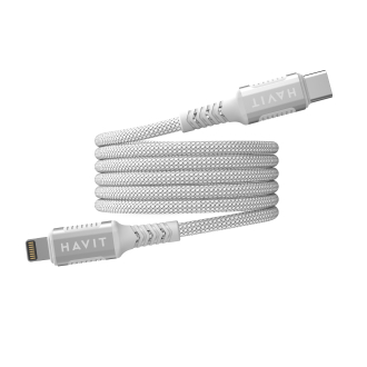 Кабель USB-C - Lightning HAVIT CB6298 PD30W 1м ( магнітний) White