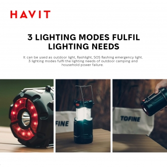 Багатофункціональний ліхтар для кемпінгу HAVIT HV-S006 3W 300Lm