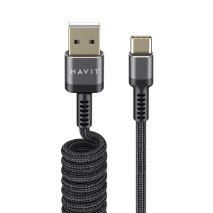 Кабель спіральний USB Type-C HAVIT HV-CB6252 2.4A 1.5м