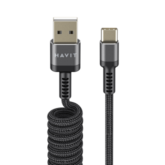 Кабель спіральний USB Type-C HAVIT HV-CB6252 2.4A 1.5м