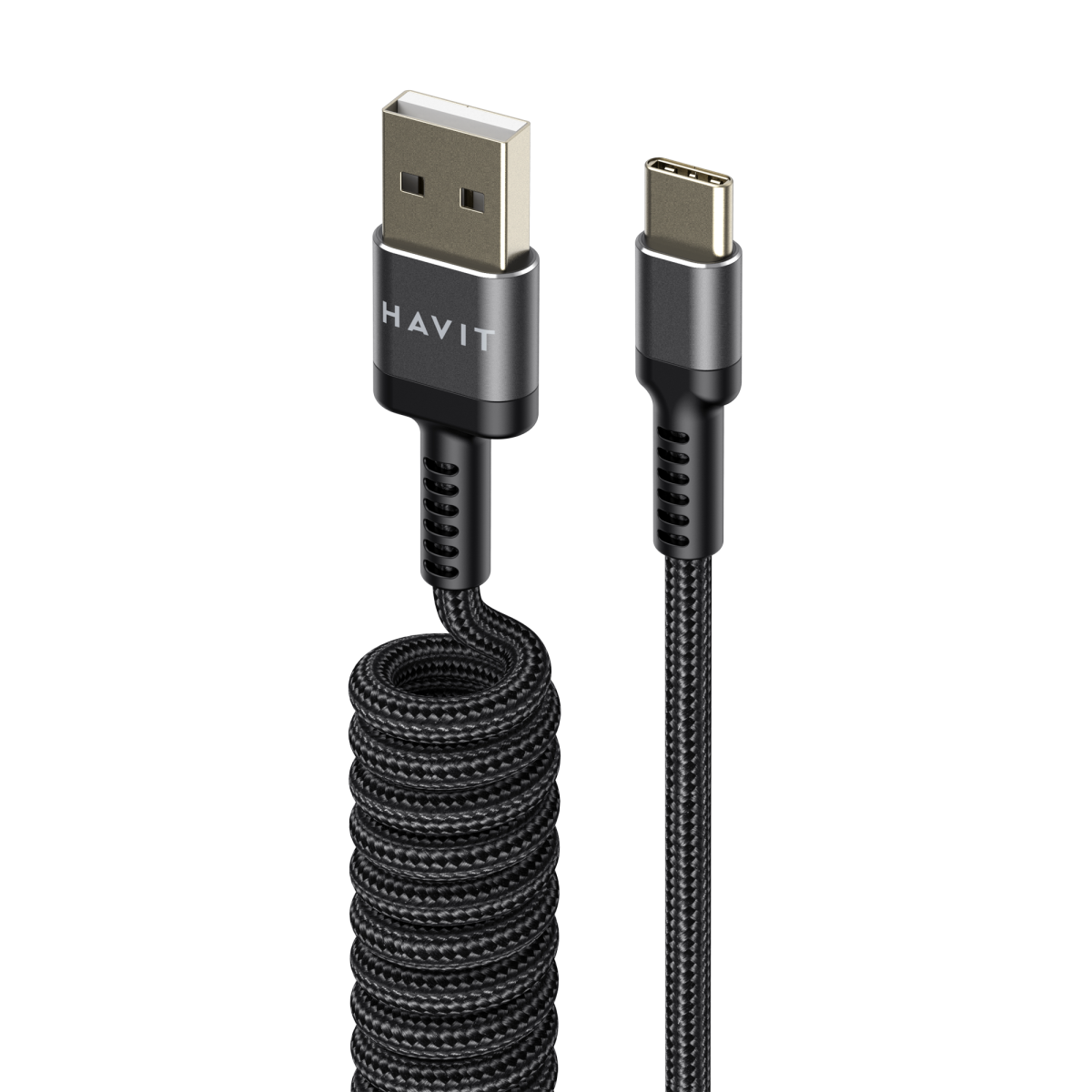 Кабель спіральний USB Type-C HAVIT HV-CB6252 2.4A 1.5м