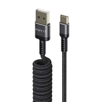 Кабель спіральний USB Type-C HAVIT HV-CB6252 2.4A 1.5м