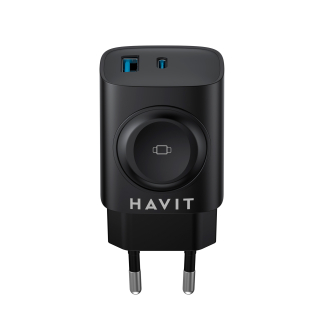 Зарядний пристрій HAVIT HV-UC132 22W USB-A+USB-C+Watch Charger Black