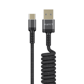 Кабель спіральний USB Type-C HAVIT HV-CB6252 2.4A 1.5м