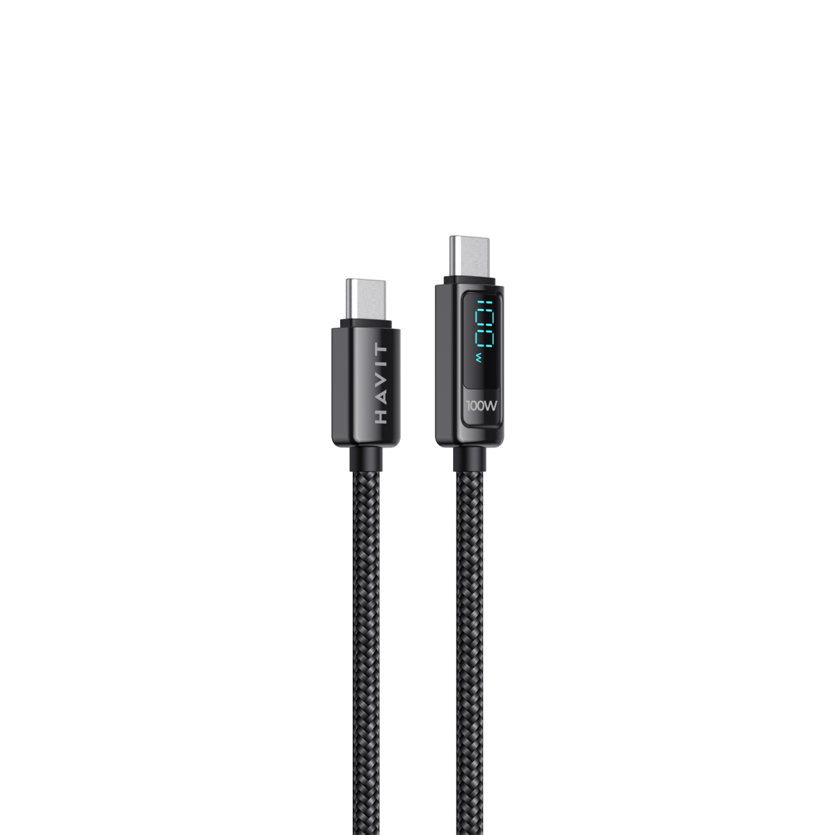 Кабель Type-C to Type-C HAVIT HV-CB6247 PD100W 5A 2м з LED екраном Кабель Type-C to Type-C HAVIT HV-CB6247 PD100W 5A 2м з LED екраном