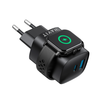 Зарядний пристрій HAVIT HV-UC132 22W USB-A+USB-C+Watch Charger Black