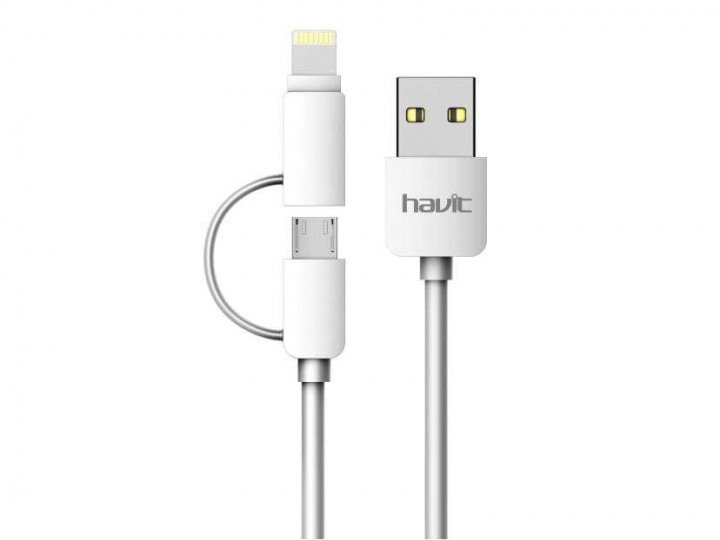 Кабель HAVIT HV-CB610X Micro USB + Lightning 1м, White Кабель HAVIT HV-CB610X Micro USB + Lightning 1м, White