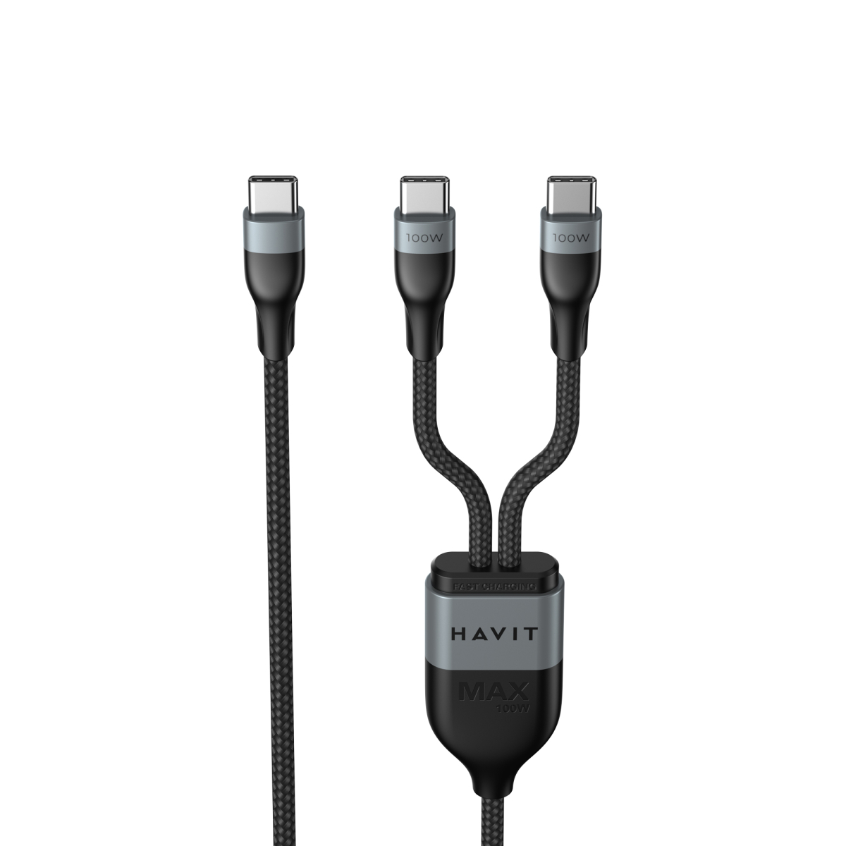 Кабель USB-C - USB-C + USB-C HAVIT HV-CB6325 PD100W 5A 1.2м