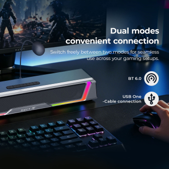 Ігрова колонка SOUNDBAR HAVIT SK221 6W USB+BT RGB Black+Gray