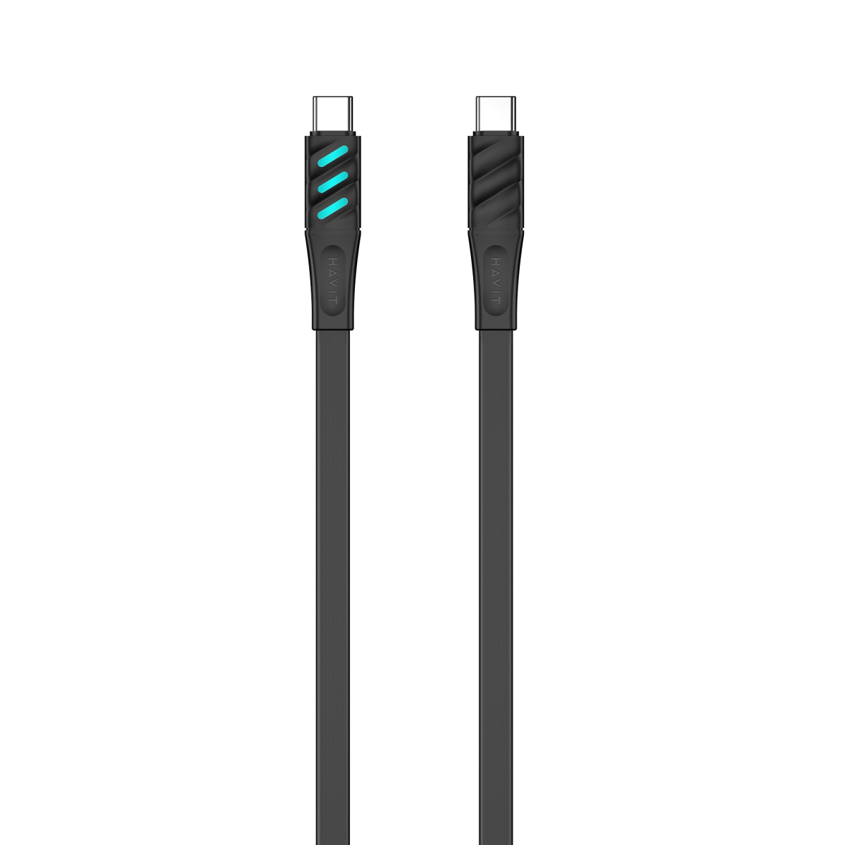 Кабель USB-C to USB-C HAVIT HV-CB6254 PD60W 3A 1м з LED індикатором Black