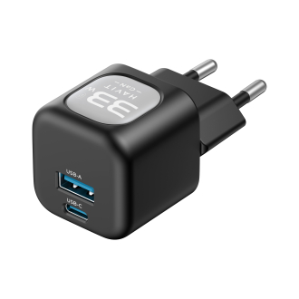 Зарядний пристрій HAVIT HV-UC230 GaN 33W USB-A+USB-C Black