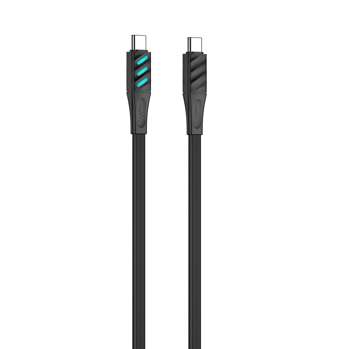 Кабель USB-C to USB-C HAVIT HV-CB6254 PD60W 3A 1м з LED індикатором Black