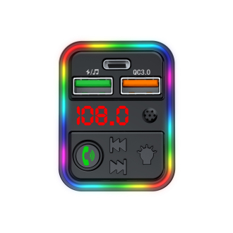 FM модулятор HAVIT FM821BT USB-A+USB-C PD25W RGB Black