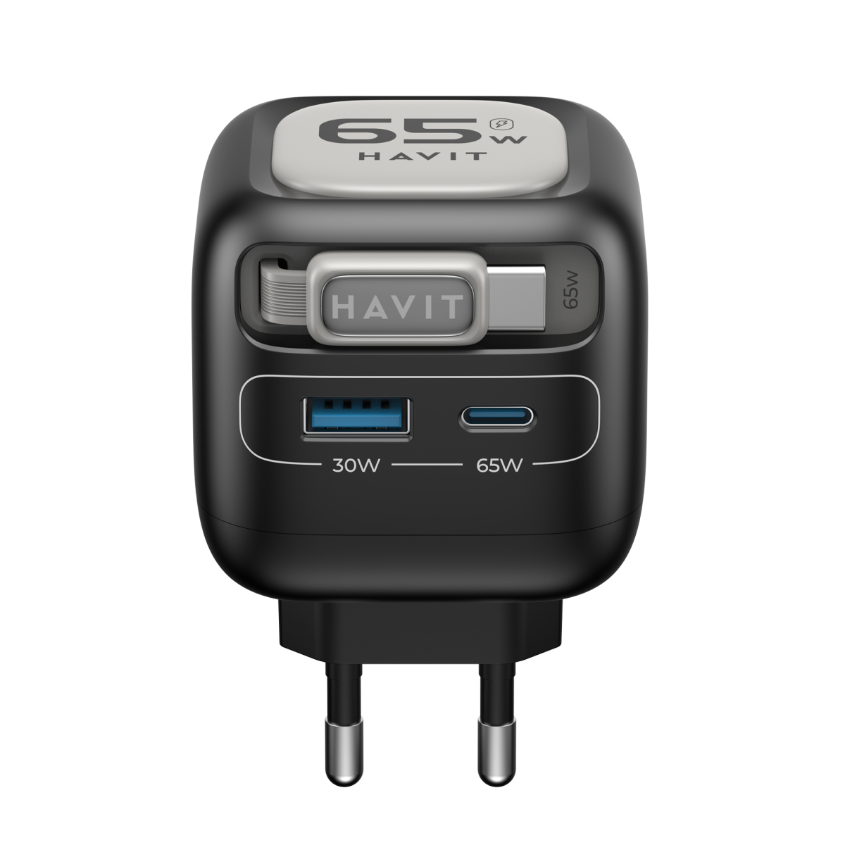 Зарядний пристрій HAVIT UC253 GaN 65W USB-A+USB-C +Кабель USB-C Зарядний пристрій HAVIT UC253 GaN 65W USB-A+USB-C +Кабель USB-C
