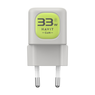 Зарядний пристрій HAVIT HV-UC230 GaN 33W USB-A+USB-C Gray/Green