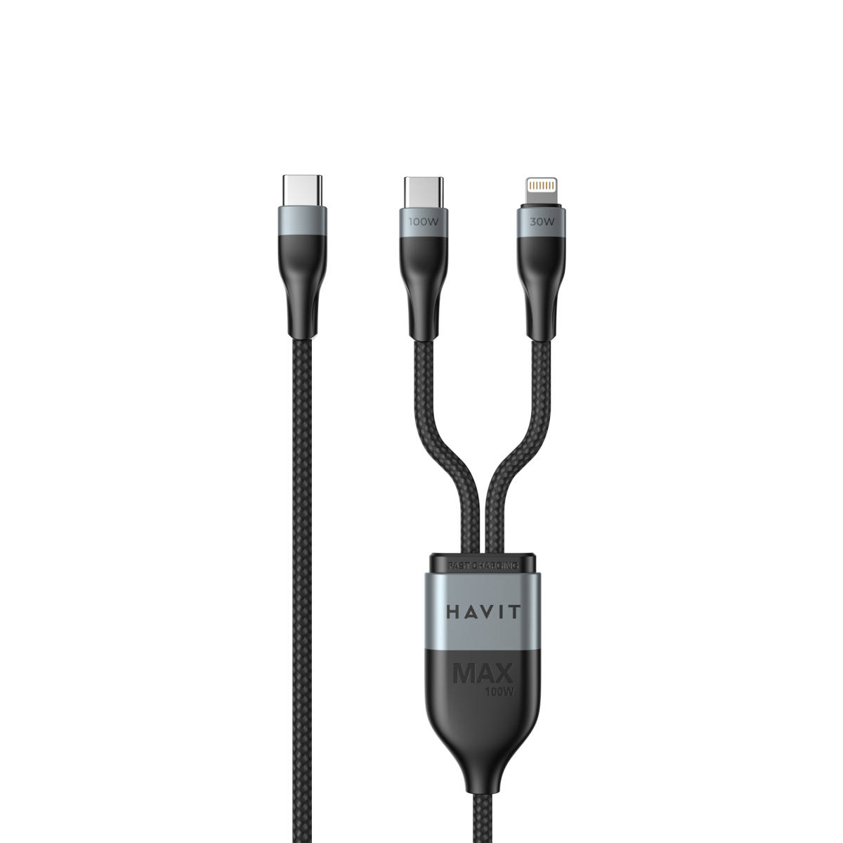 Кабель USB-C - USB-C + Lightning HAVIT HV-CB6326 PD100W 1.2м Кабель USB-C - USB-C + Lightning HAVIT HV-CB6326 PD100W 1.2м