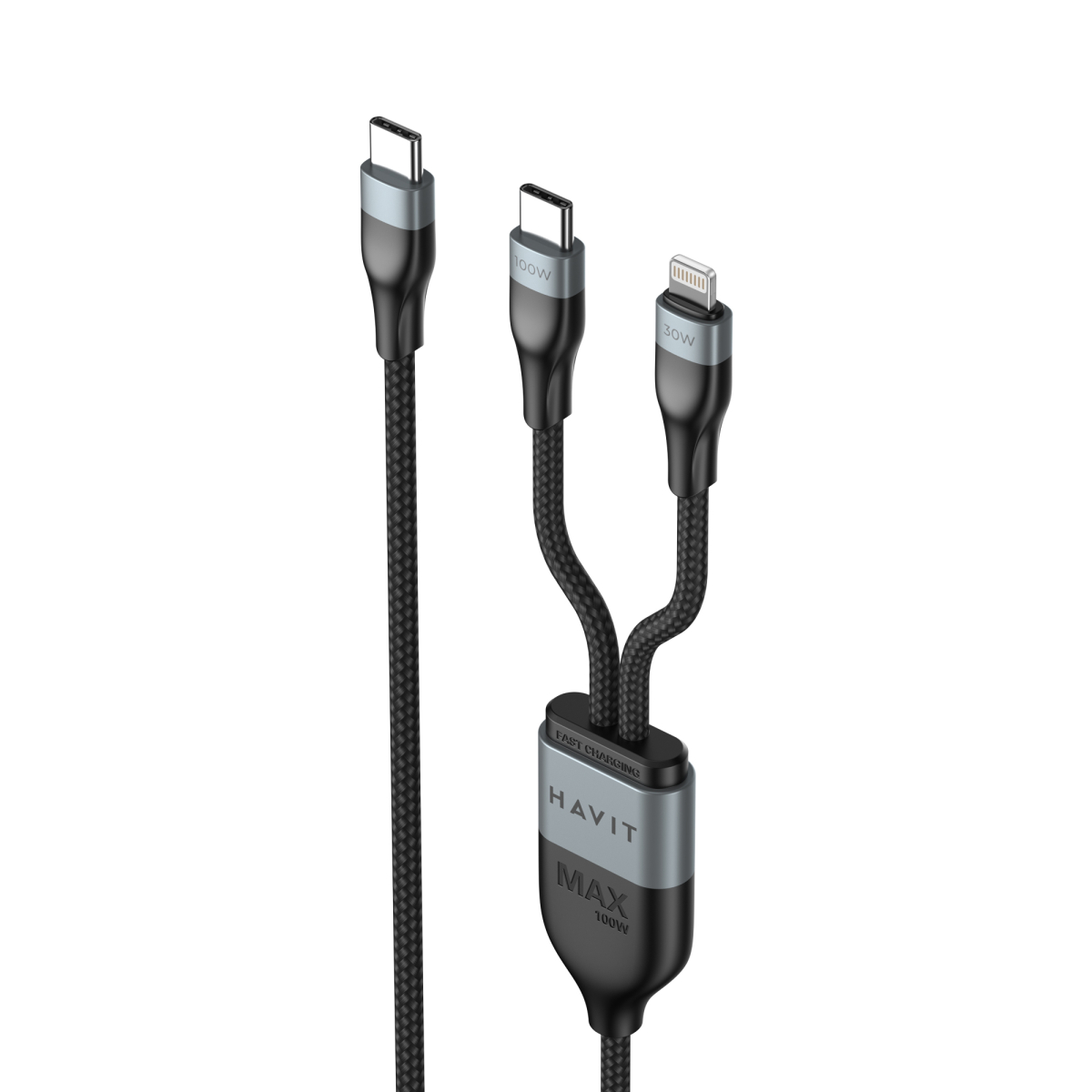 Кабель USB-C - USB-C + Lightning HAVIT HV-CB6326 PD100W 1.2м Кабель USB-C - USB-C + Lightning HAVIT HV-CB6326 PD100W 1.2м
