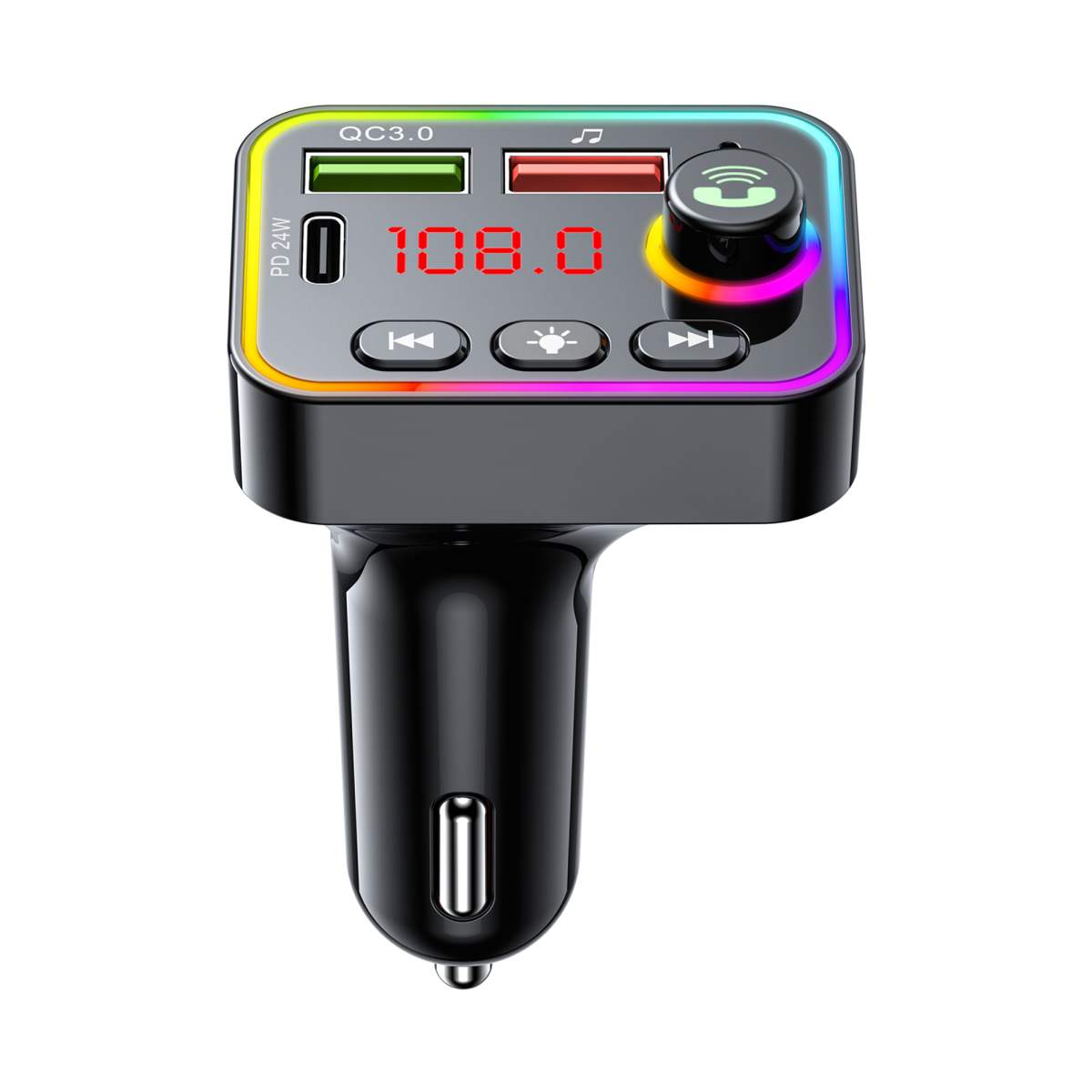 FM модулятор HAVIT HV-FM819BT USB-A+USB-C PD24W RGB Black FM модулятор HAVIT HV-FM819BT USB-A+USB-C PD24W RGB Black